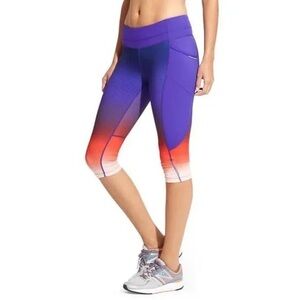 Purple Ombre Capri Leggings with Red Accent
